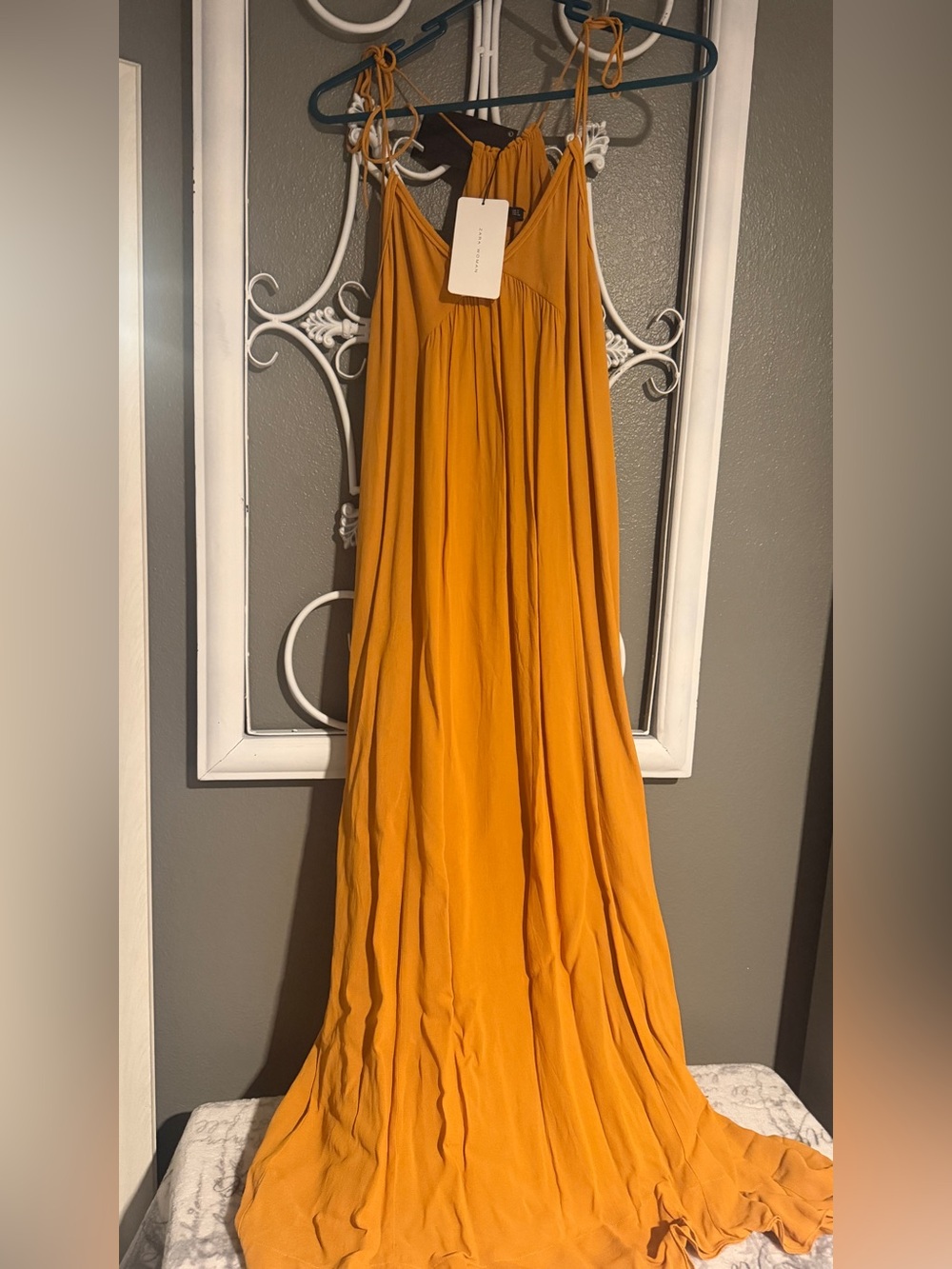 Mustard Yellow Maxi Dress with Tie Straps
